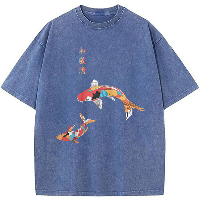 Koi 280GSM Heavy Boxy Washed T-Shirt Unisex Streetwear Graphic Style Gifts For Her