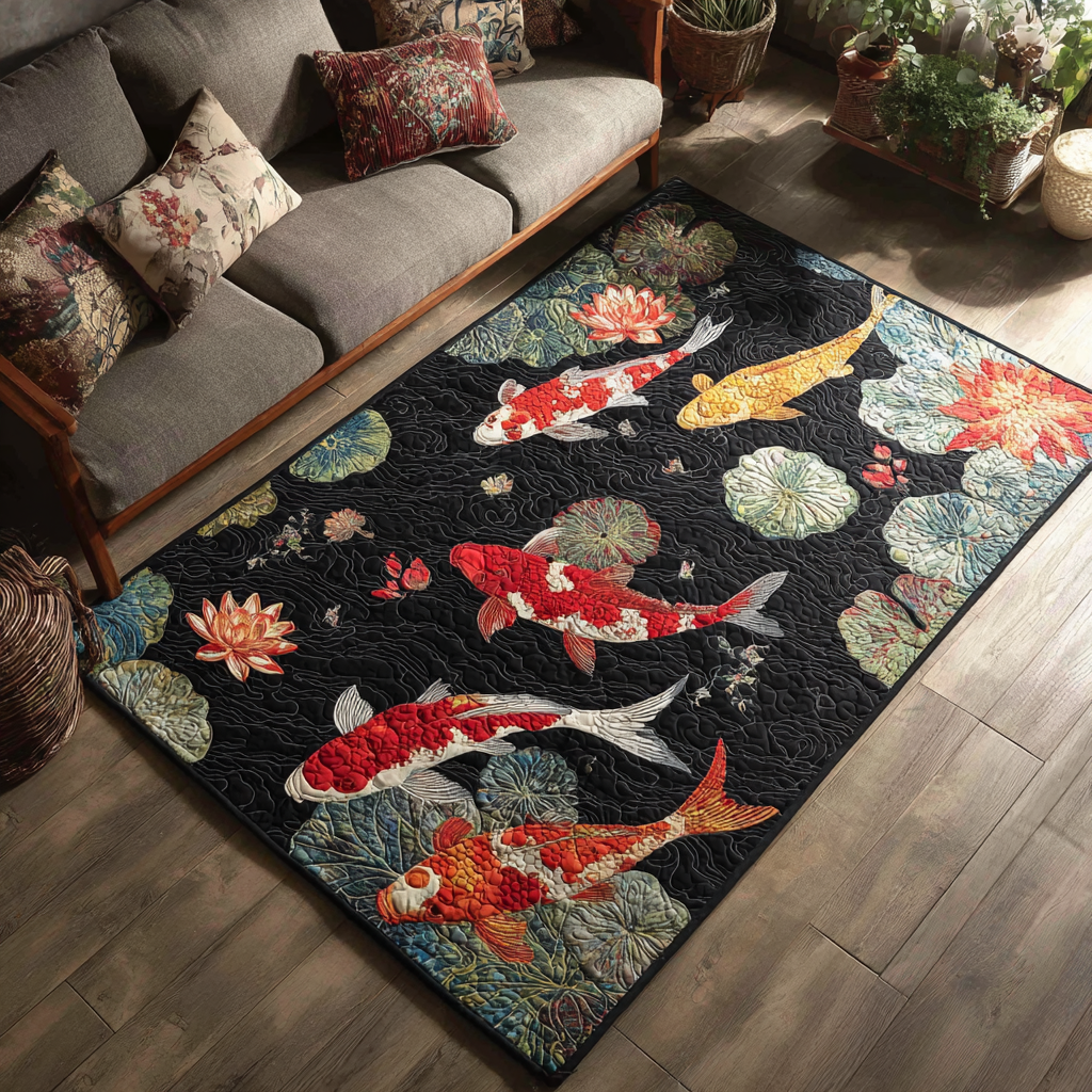 Koi Circle Area Rug Outdoor Decor Koi Fish Gifts