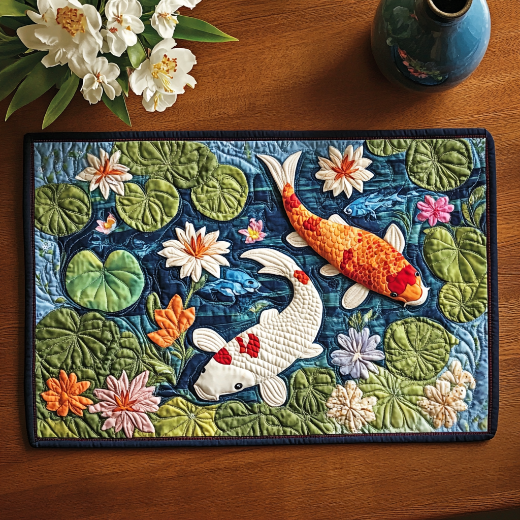 Koi Dream Quilted Place Mat Dining Table Decor Best Gifts For Farmer Dads