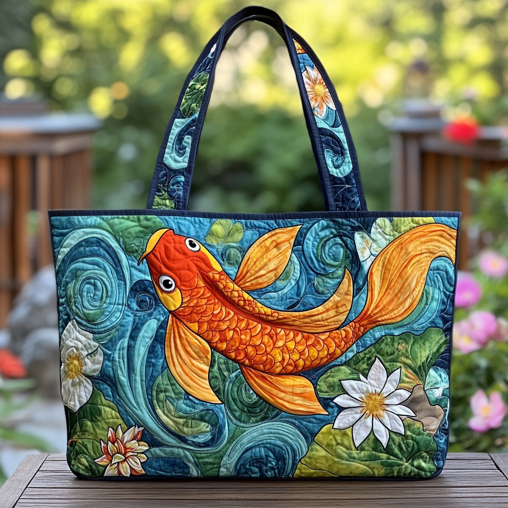 Koi Dream Quilted Tote Bag Koi Fish Merchandise