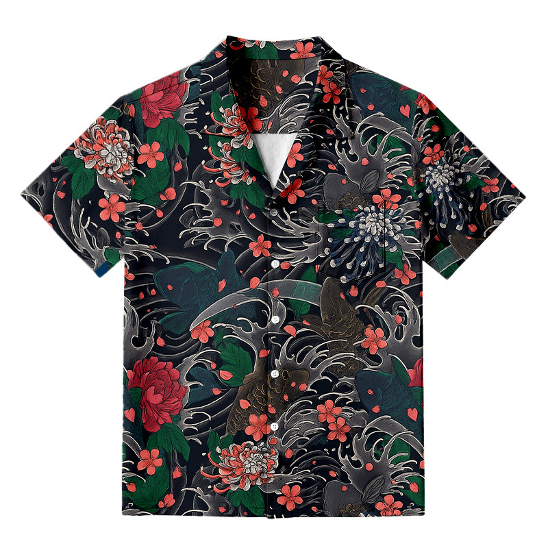 Koi Fish Retro Japanese Hawaiian Shirt Japanese Art Apparel Best Gifts For Him