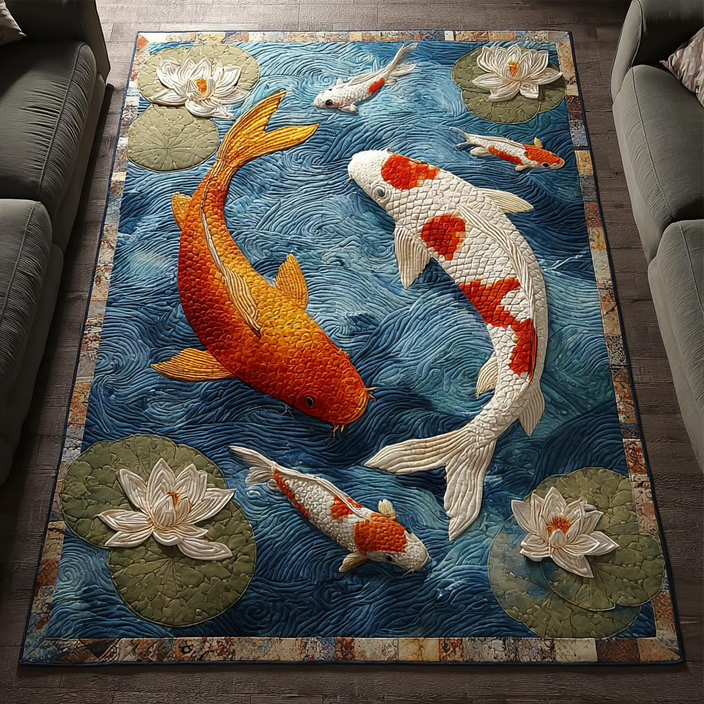 Koi Flow Area Rug  Large Outdoor Rug Birthday Gifts For Daughter