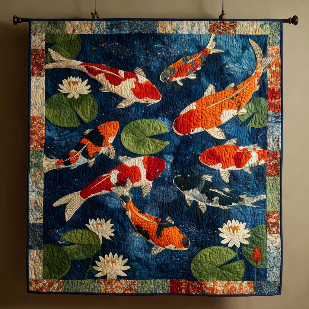 Koi Flow Quilted Blanket Cozy Home Bedding Gifts For Octopus Lovers