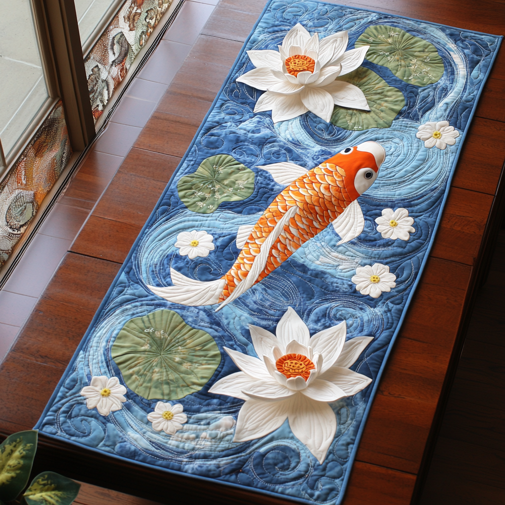 Koi Flow Quilted Table Runner Dining Room Table Decor Ideas Koi Fish Merchandise