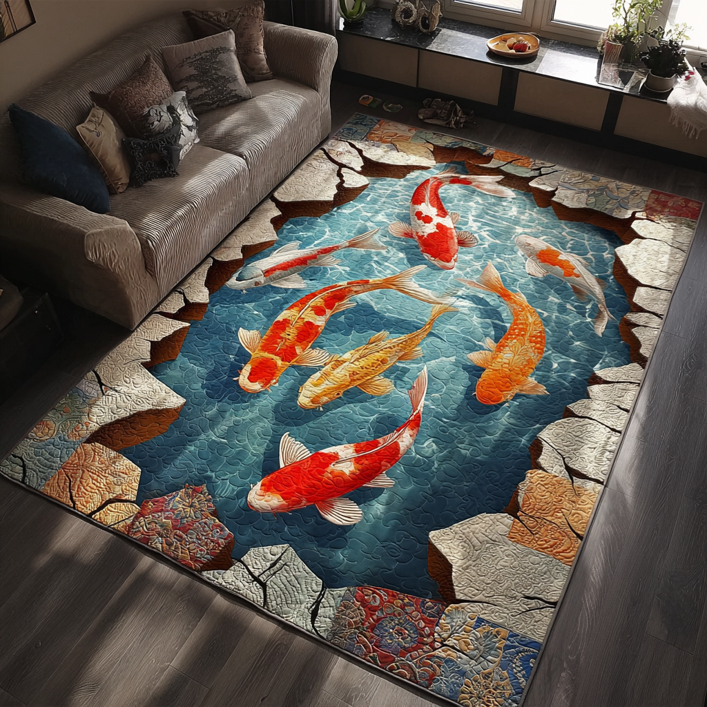 Koi Garden Area Rug  Washable Rugs Great Family Gifts For Christmas