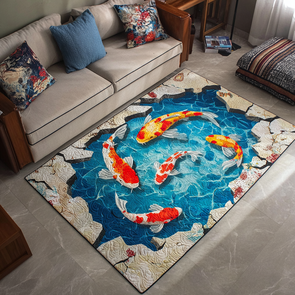 Koi Harmony Area Rug Home Decor Items Gifts For Koi Lovers
