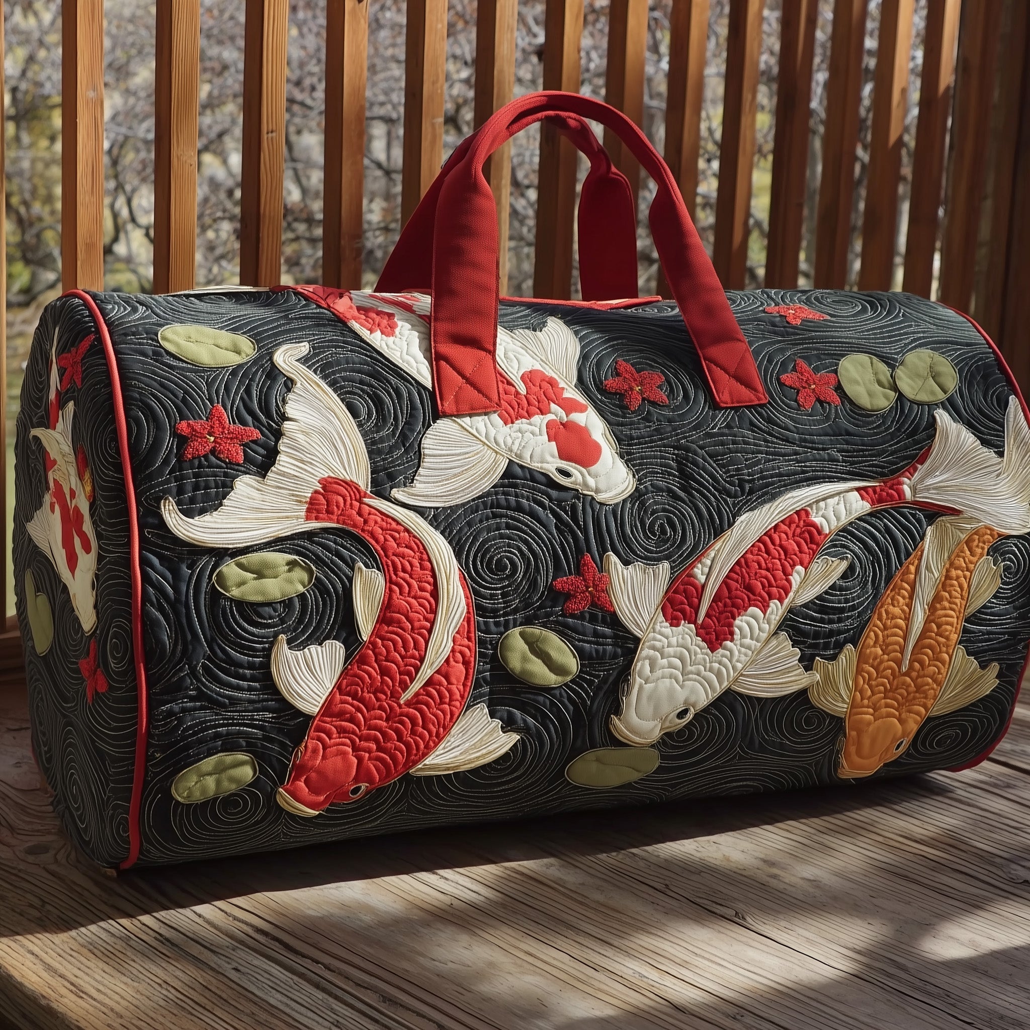 Koi Harmony Quilted Duffle Bag Christmas Gift Idea
