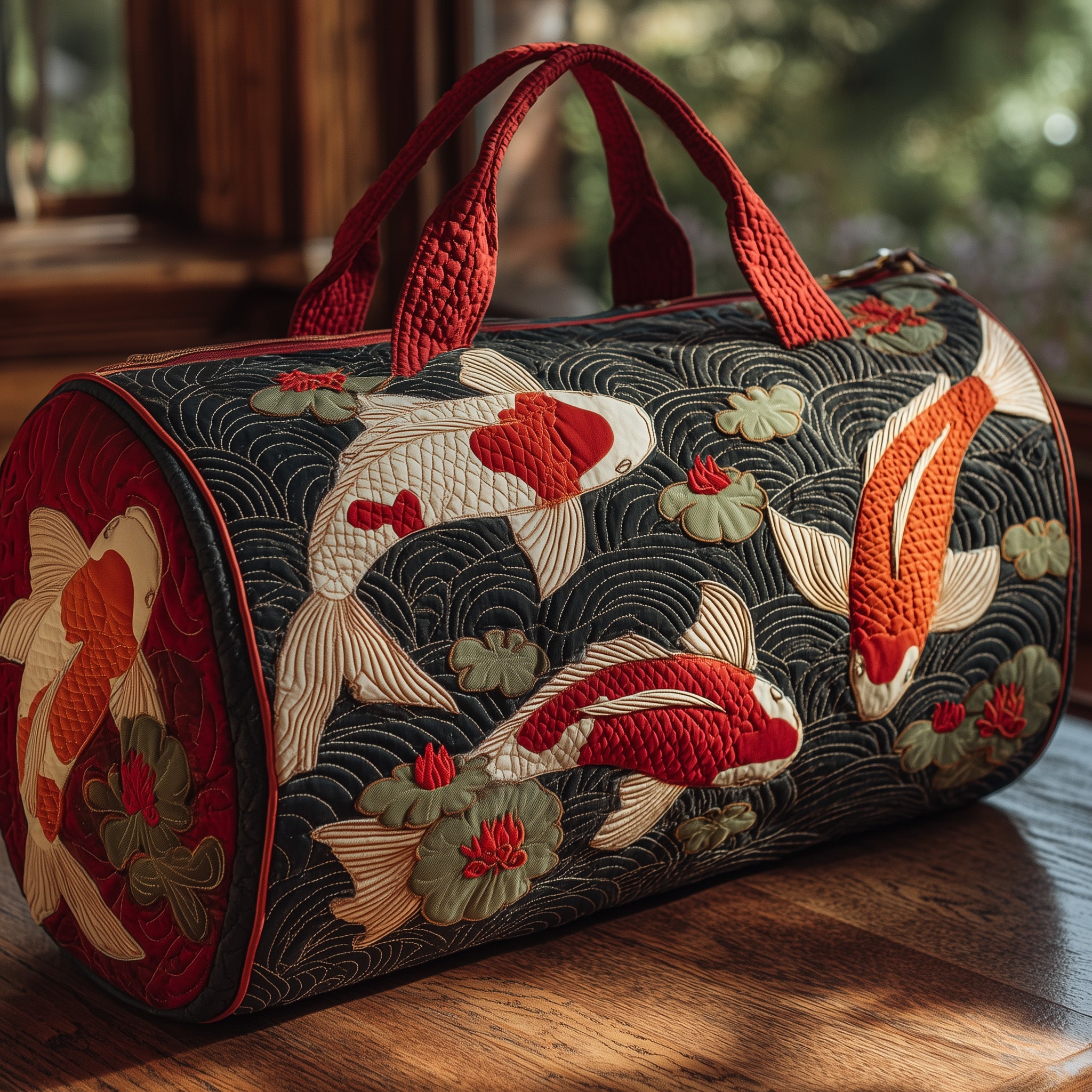 Koi Harmony Quilted Duffle Bag Holiday Gift Idea