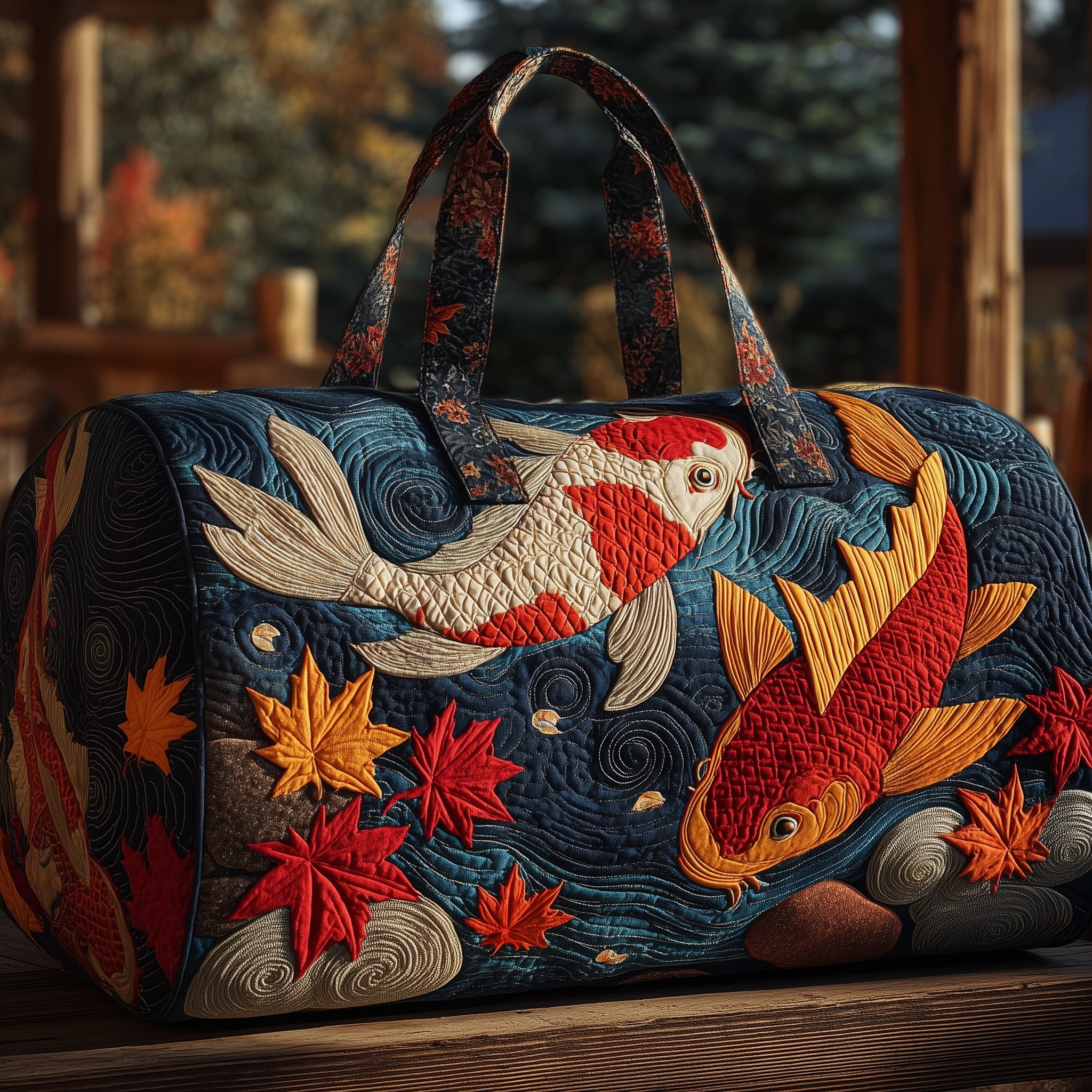 Koi Harmony Quilted Duffle Bag New Year Gift Idea
