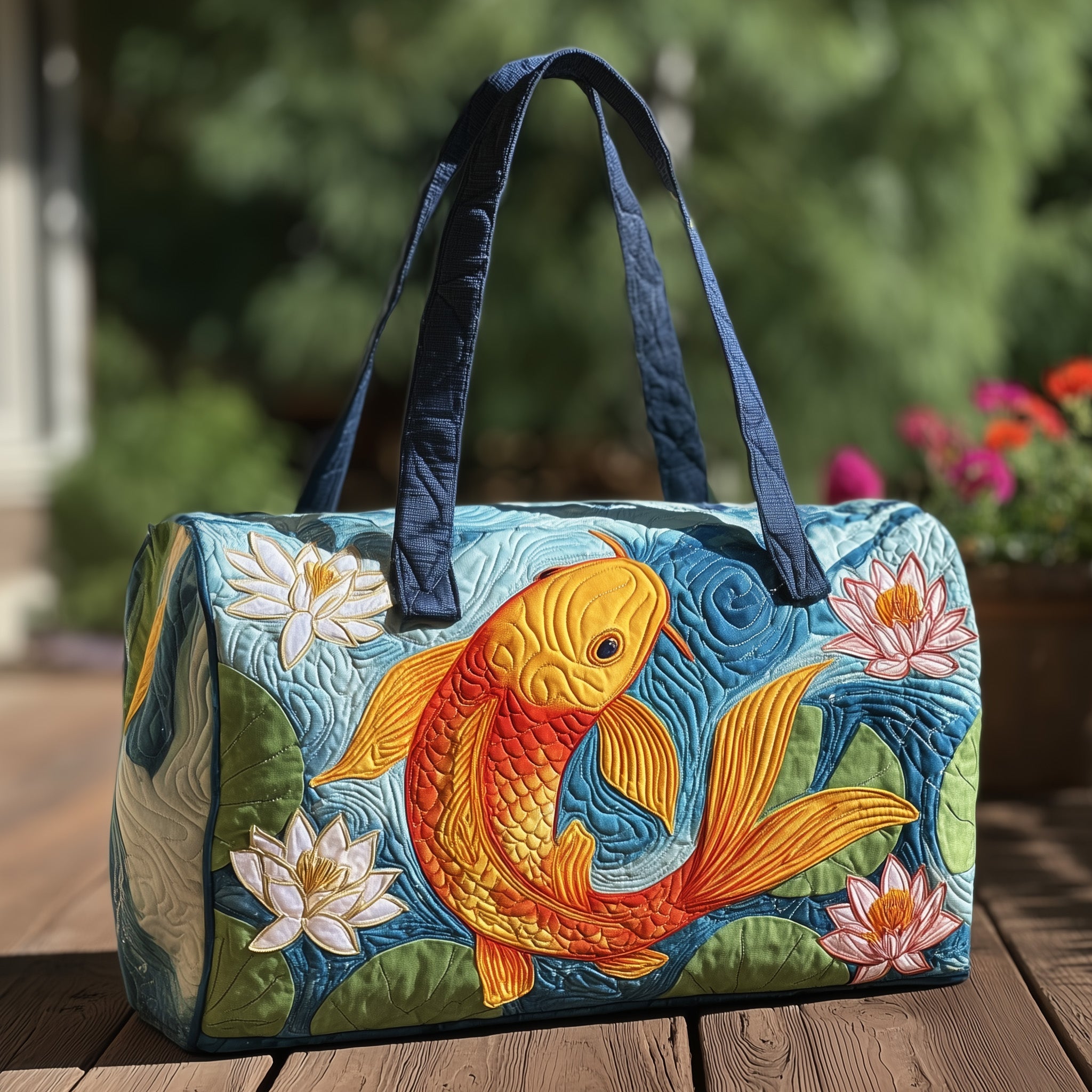 Koi Harmony Quilted Duffle Bag Stylish And Practical