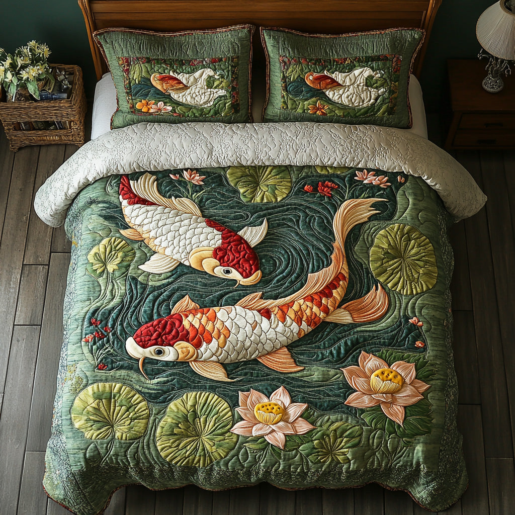 Koi Serenity Quilted Bedding Set Bed Decorations Koi Fish Gifts