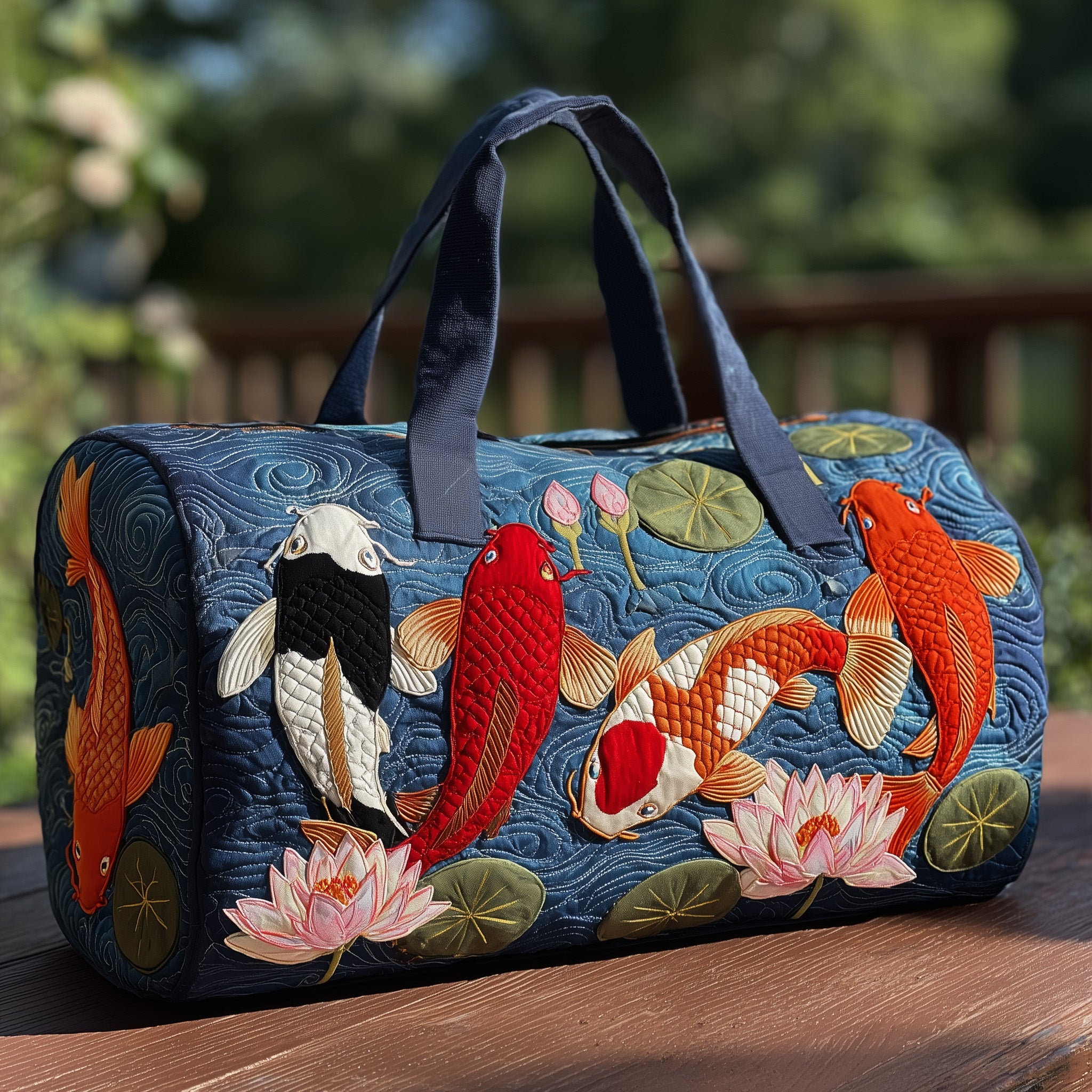 Koi Serenity Quilted Duffle Bag Father's Day Gift Idea