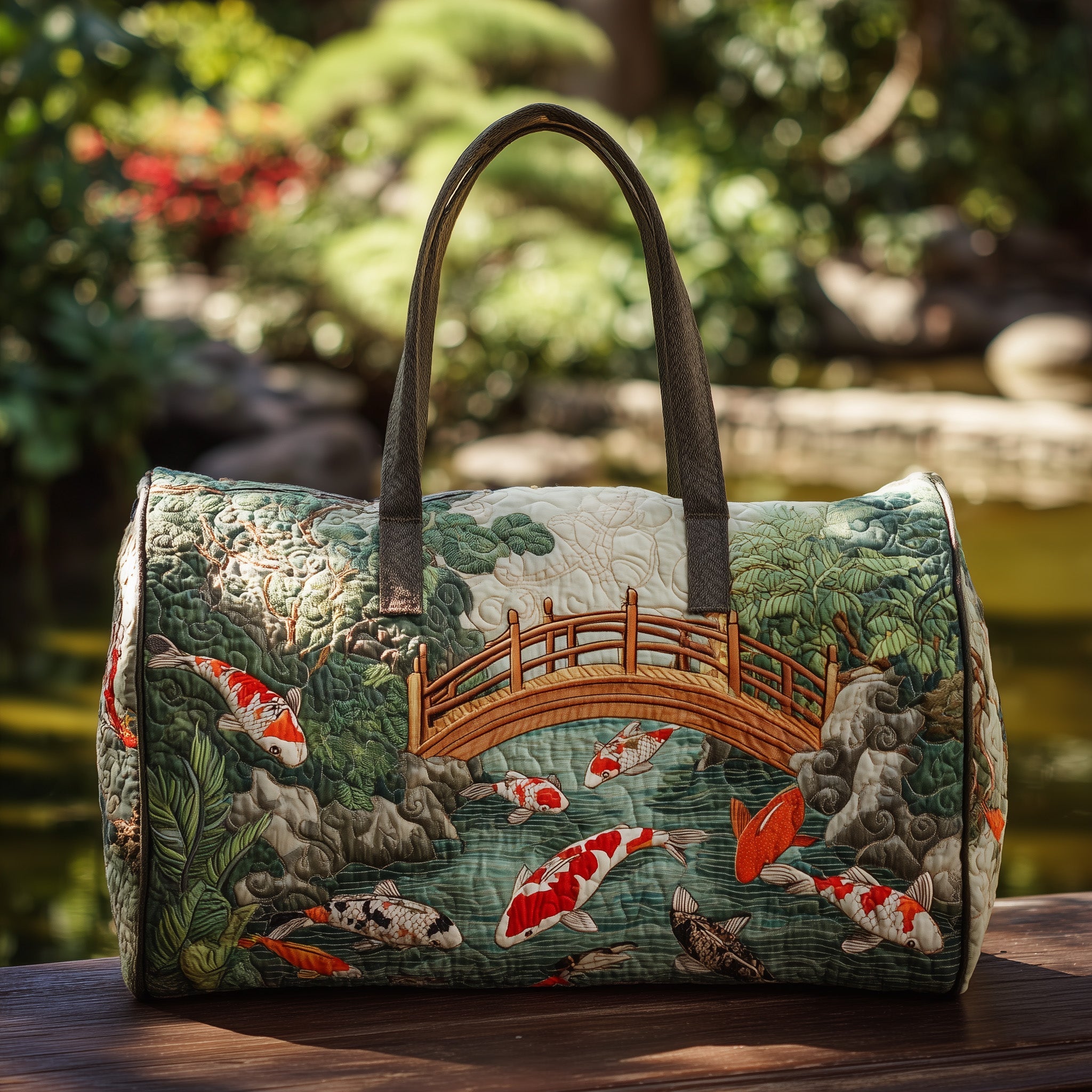 Koi Serenity Quilted Duffle Bag Thanksgiving Gift Idea