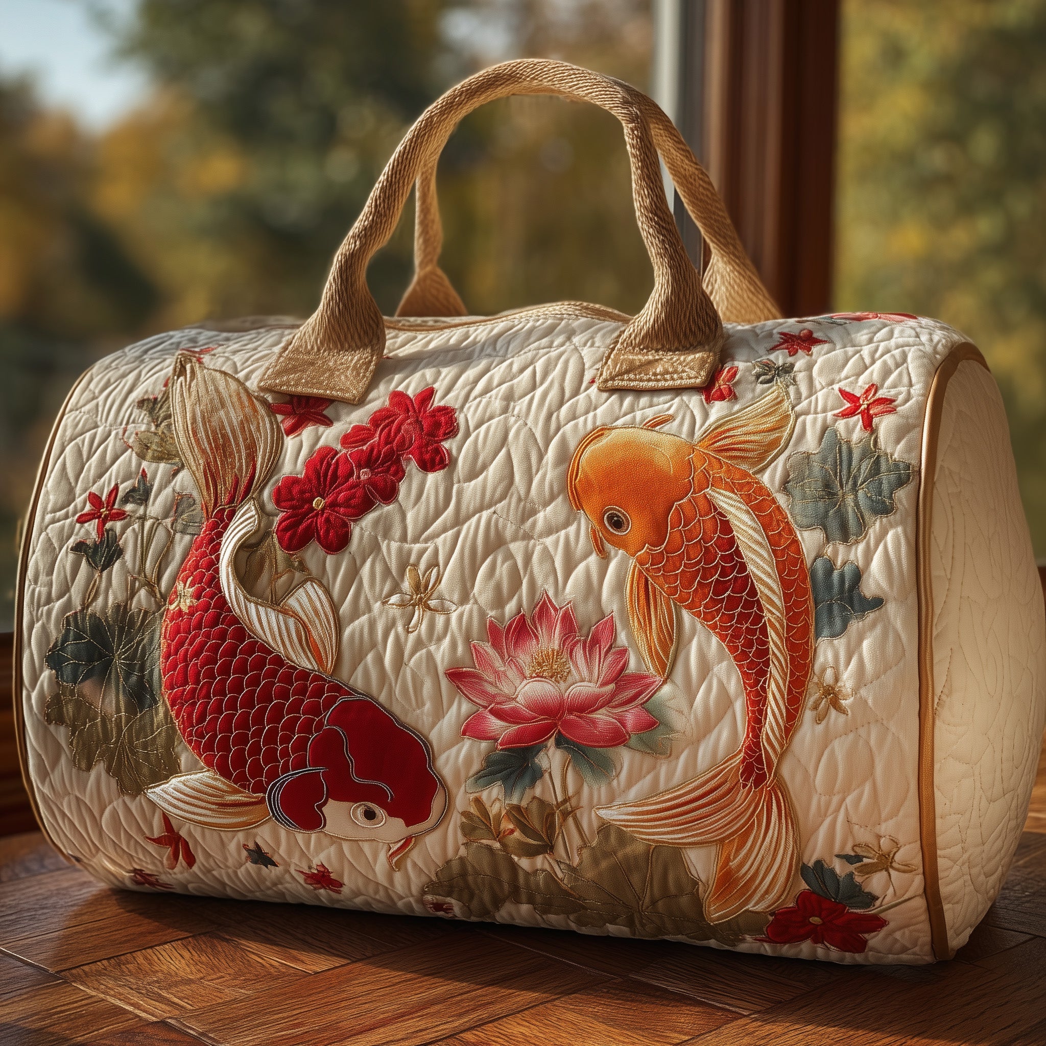 Koi Spirit Quilted Duffle Bag Independence Day Gift Idea