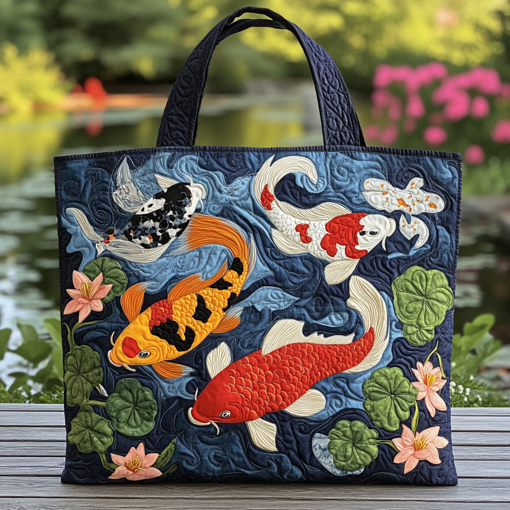 Koi Spirit Quilted Tote Bag Koi Fish Merchandise Items
