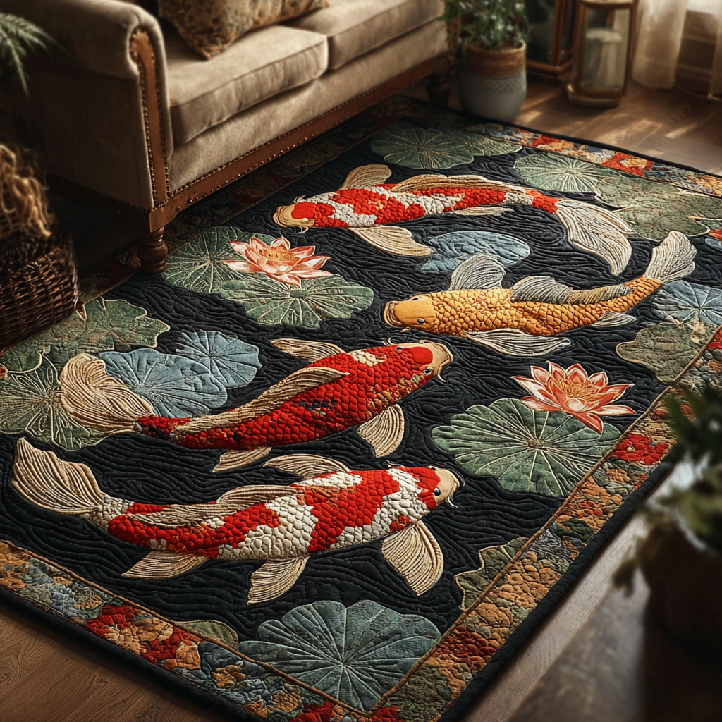 Koi Waves Area Rug  Washable Rugs Great Family Gifts For Christmas