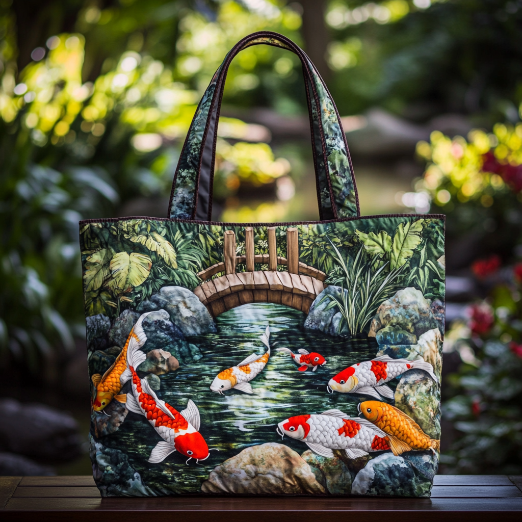 Koi Whisper Quilted Tote Bag Koi Fish Merchandise