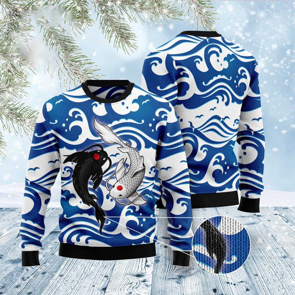 Koi Yin Yang Ugly Christmas Sweater Funny Ugly Christmas Sweater Gifts For Couples