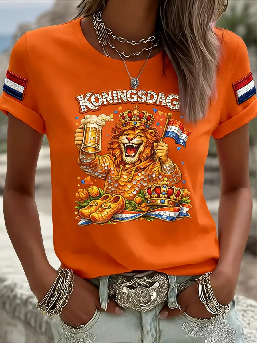 Koningsdag Lion Beer Crown T-Shirt Netherlands Oranje Boven Dutch Pride Best Gift For Dutch Fans
