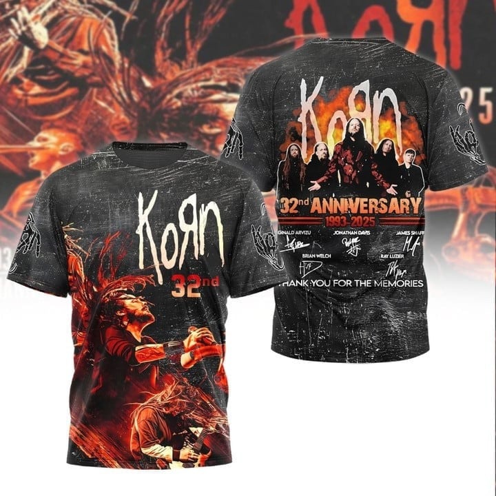 Korn 32th Anniversary 1993 2025 T-Shirt Gift For Concert Lover