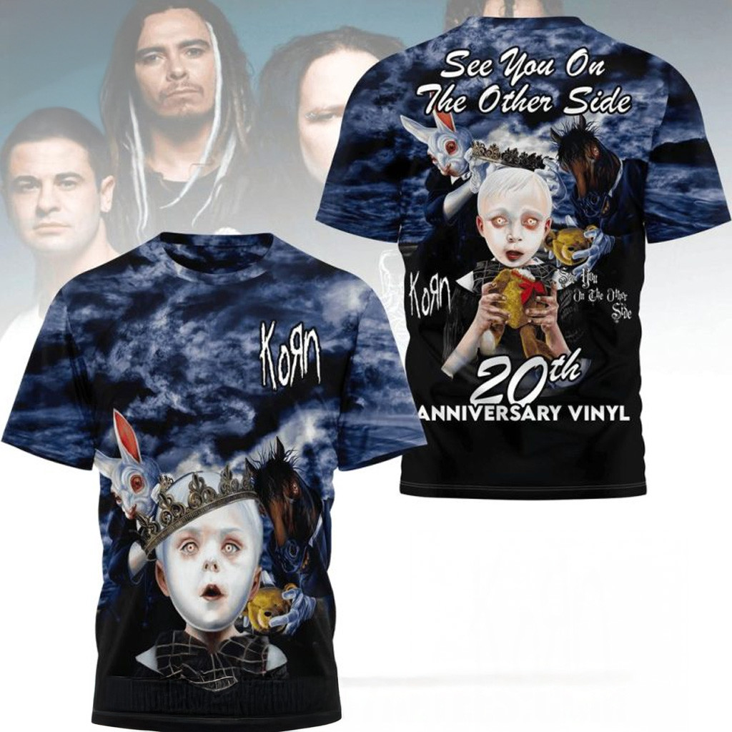 Korn Merch See You On The Other Side 20th Anniversary Vinyl T-Shirt Gifts For Music Fans