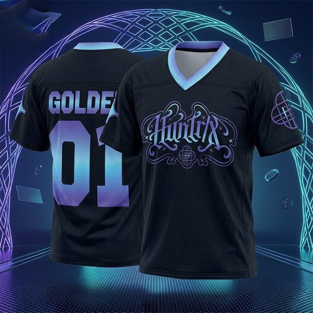 Kpop Demon Hunters Huntrix Golden Mesh Jersey 2026 Music Festival Shirt Kpop Music Fan Gift