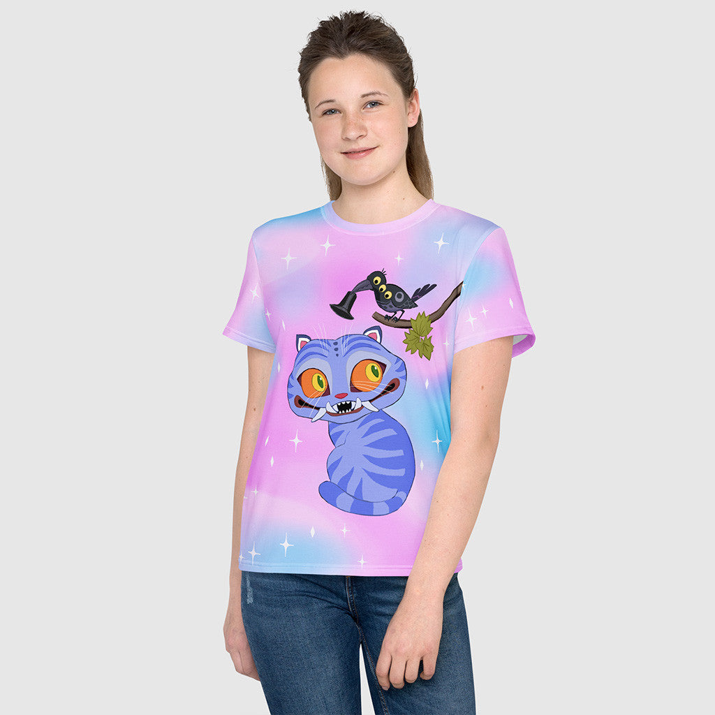 Kpop Demon Hunters Merch KPop Demon Hunters Derpy Tiger And Sussie Magpie Galaxy T-Shirt