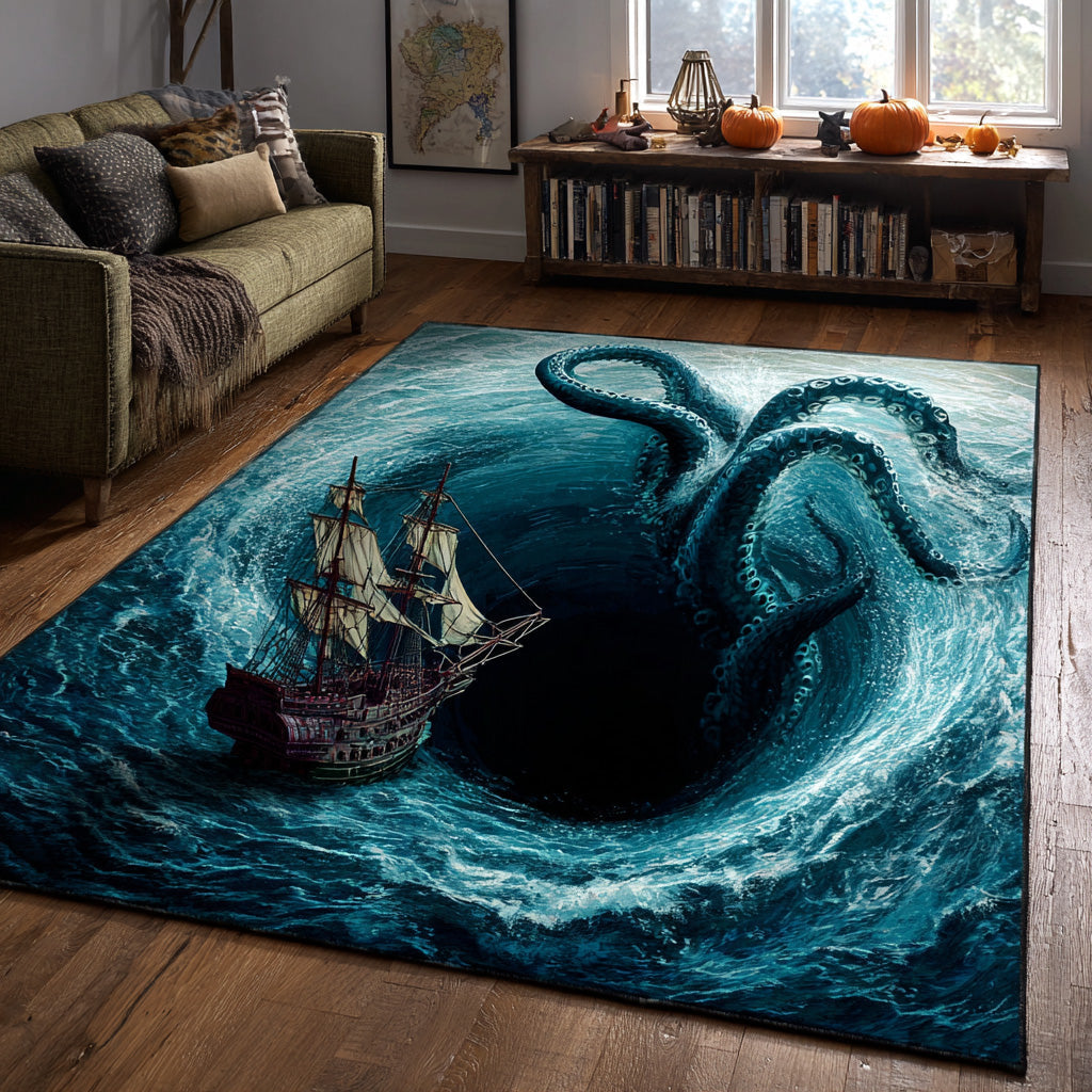 Kraken Grasp Area Rug Dining Table Decor Gift For Ocean Lover