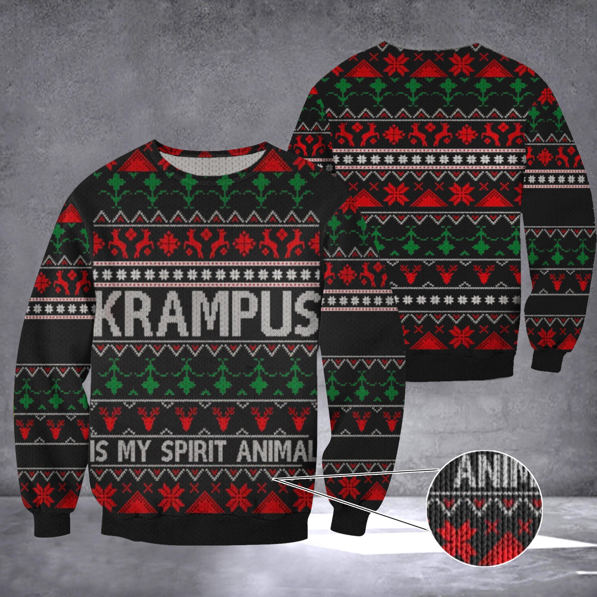 Krampus Is My Spirit Animal Ugly Christmas Sweater Men's Women's Krampus Sweater