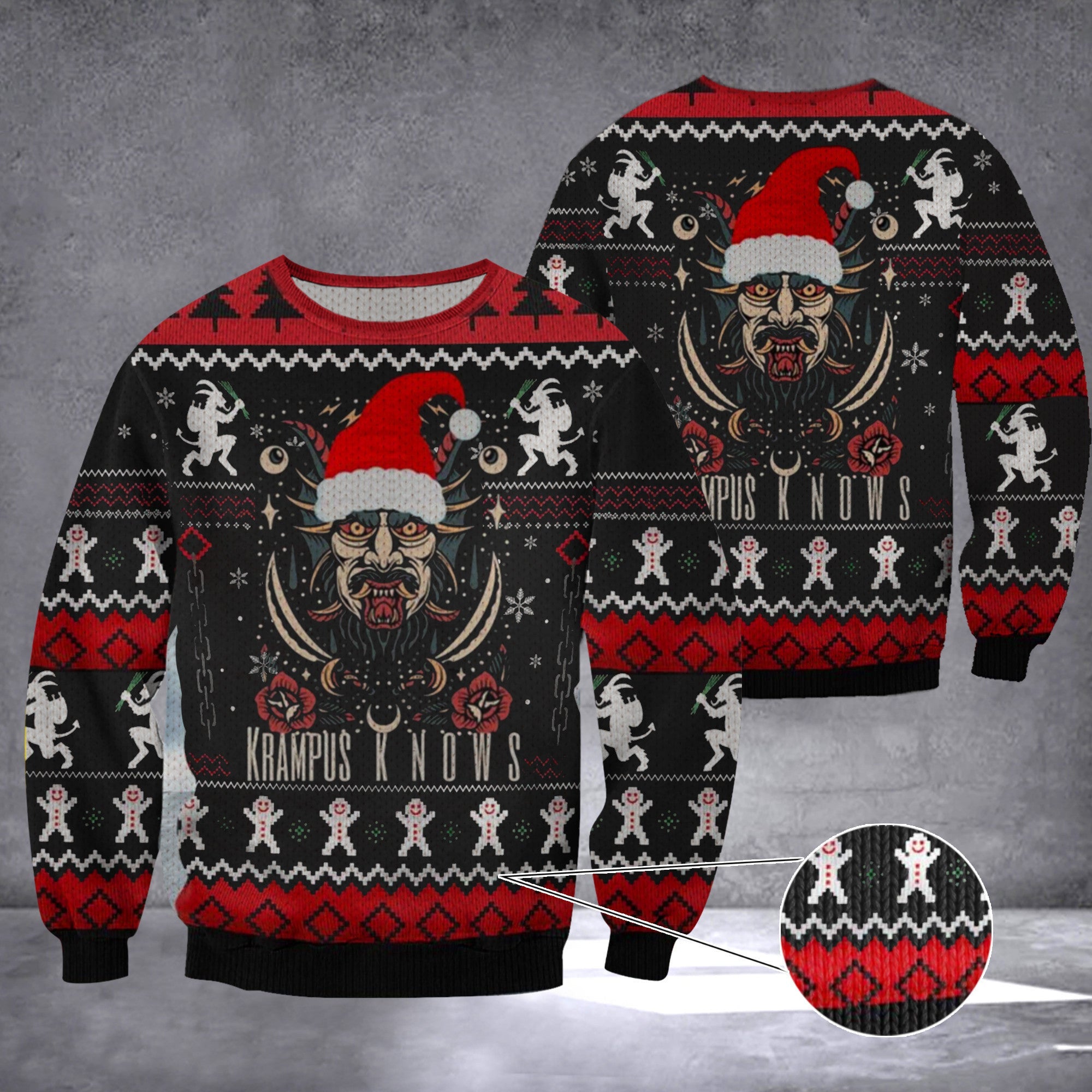 Krampus Knows Ugly Christmas Sweater Krampus Holiday Xmas Sweater Gift Ideas Krampus Knows Ugly Christmas Sweater Krampus Holiday Xmas Sweater Gift Ideas