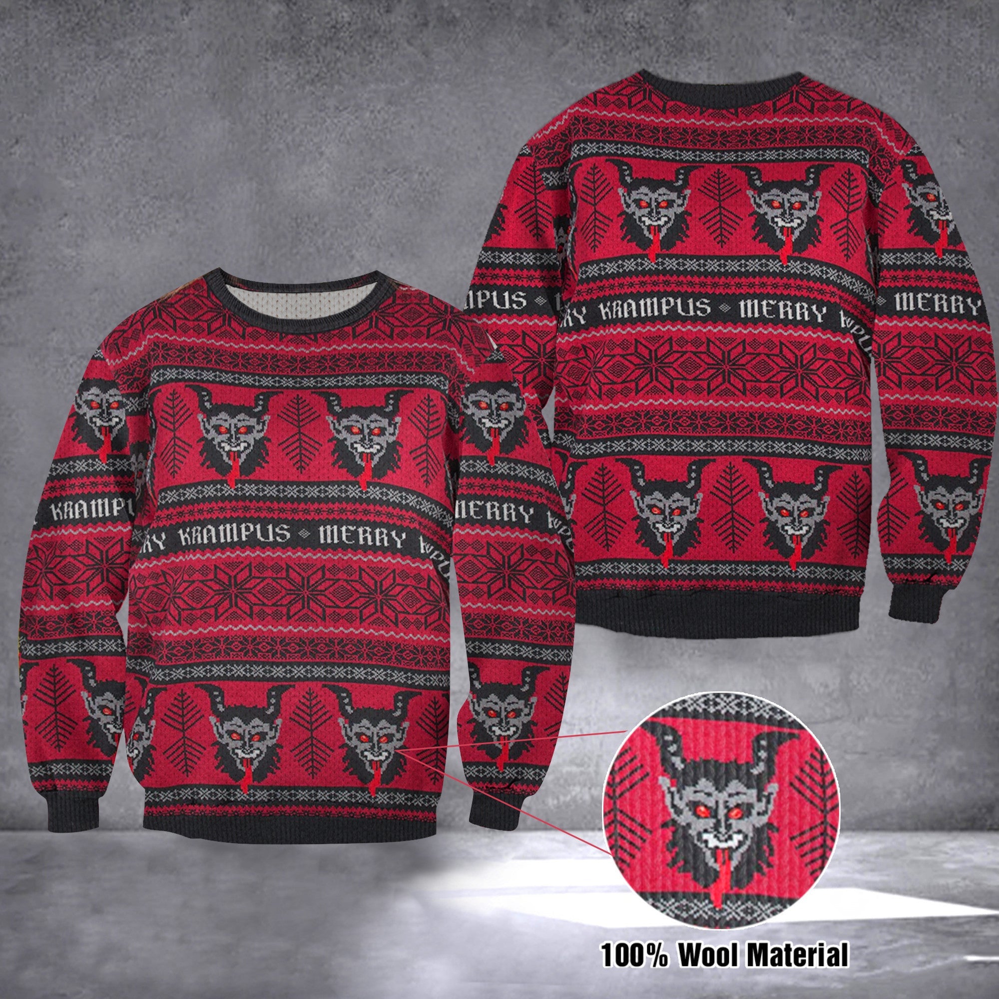 Krampus Sweater Christmas Devil Krampus Knit Ugly Christmas Sweater Clothing