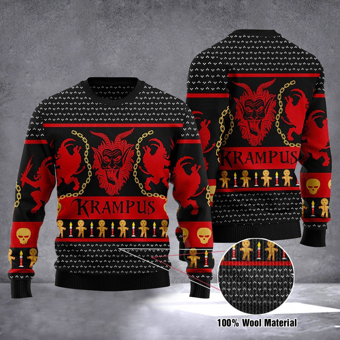 Krampus Sweater Krampus Ugly Christmas Sweater Gingerbread Clothes Men Women