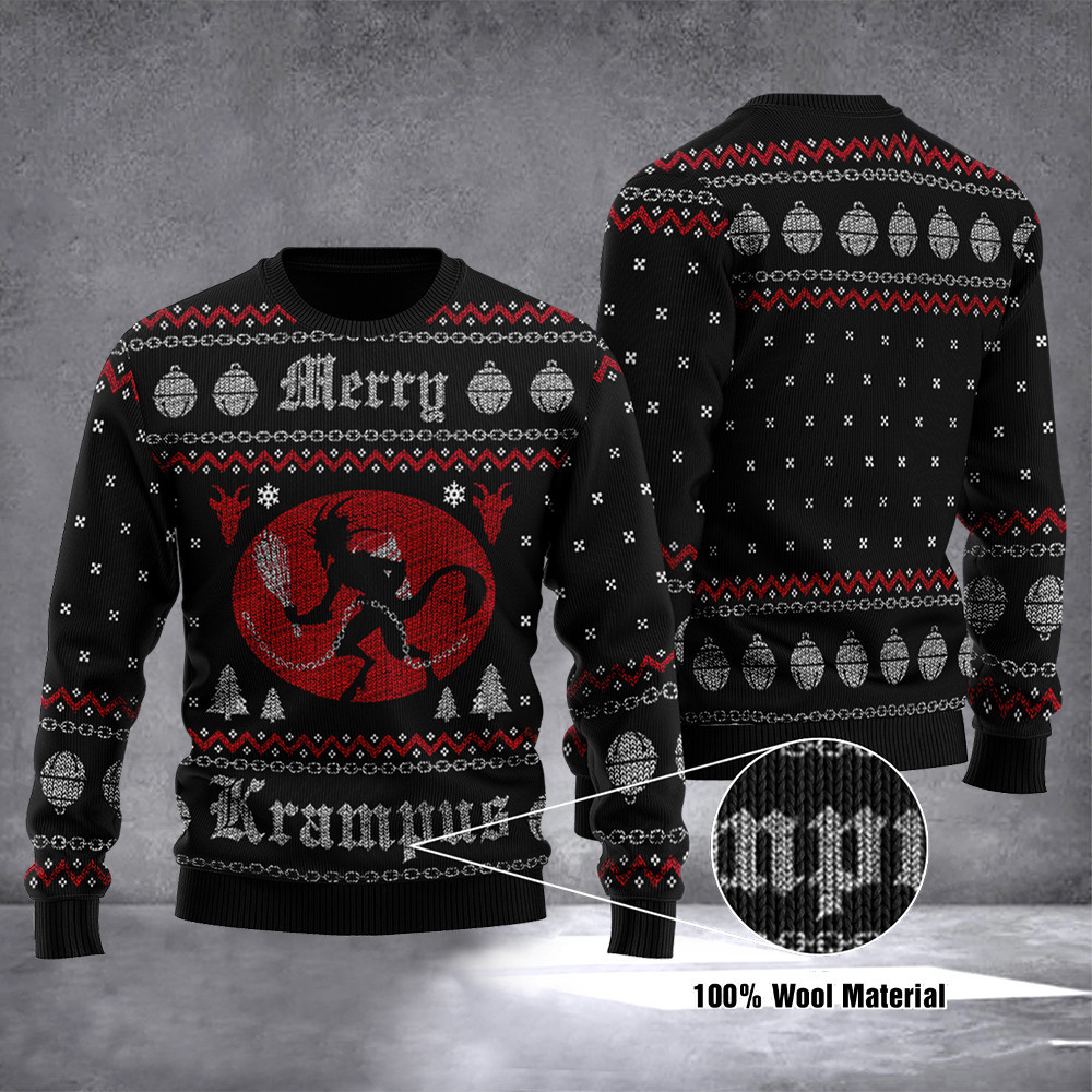 Krampus Ugly Christmas Sweater Merry Krampus Clothing Merch