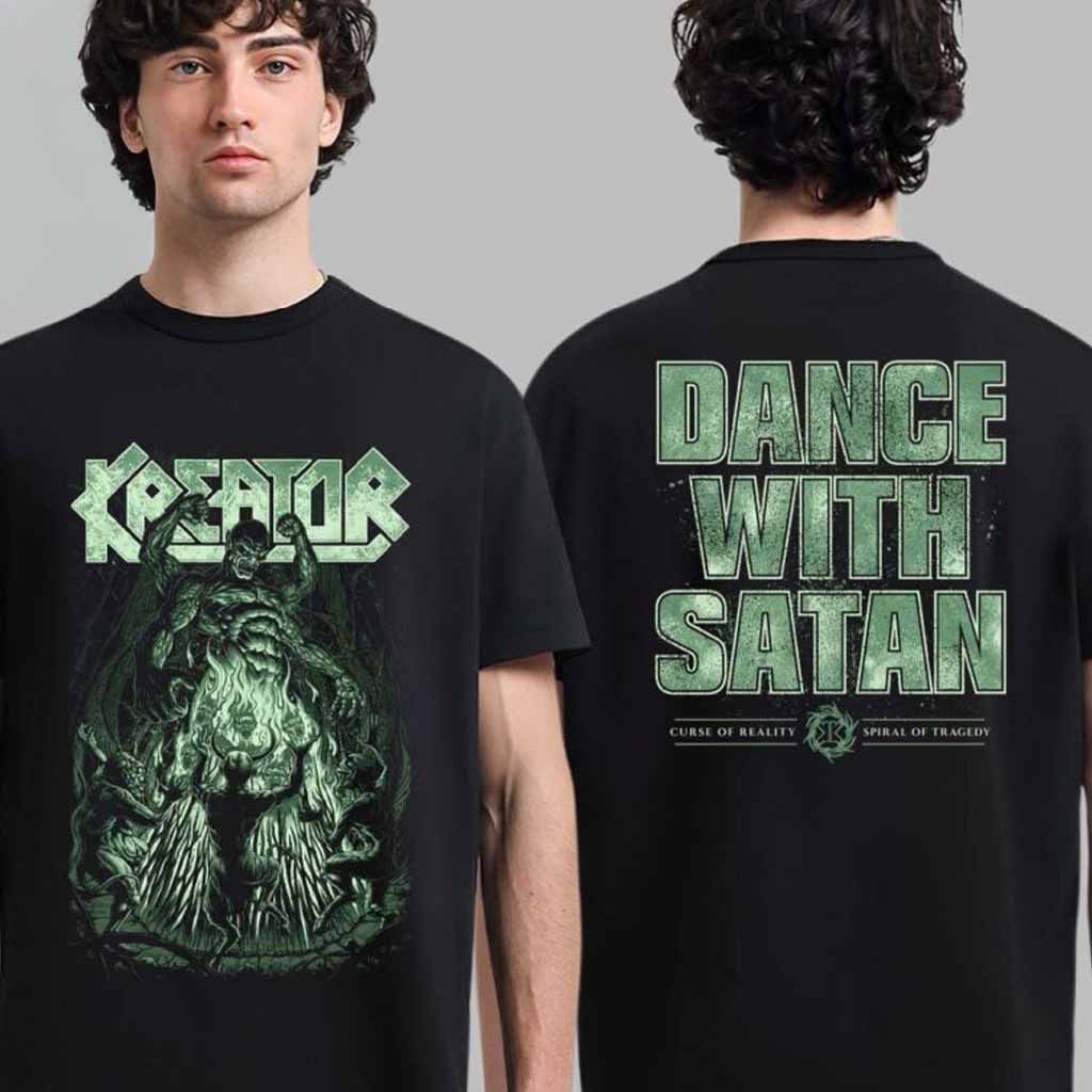 Kreator Dance With Satan Curse Of Reality Spiral Of Tragedy Tour 2024 T-Shirt Gifts For Music Fans Kreator Dance With Satan Curse Of Reality Spiral Of Tragedy Tour 2024 T-Shirt Gifts For Music Fans