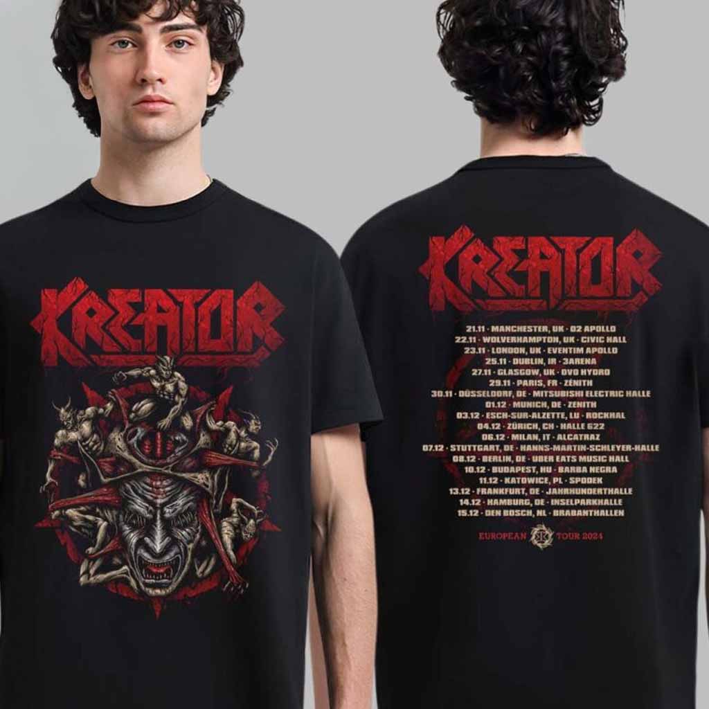 Kreator European Tour 2024 Pentagram T-Shirt Gifts For Music Fans Kreator European Tour 2024 Pentagram T-Shirt Gifts For Music Fans