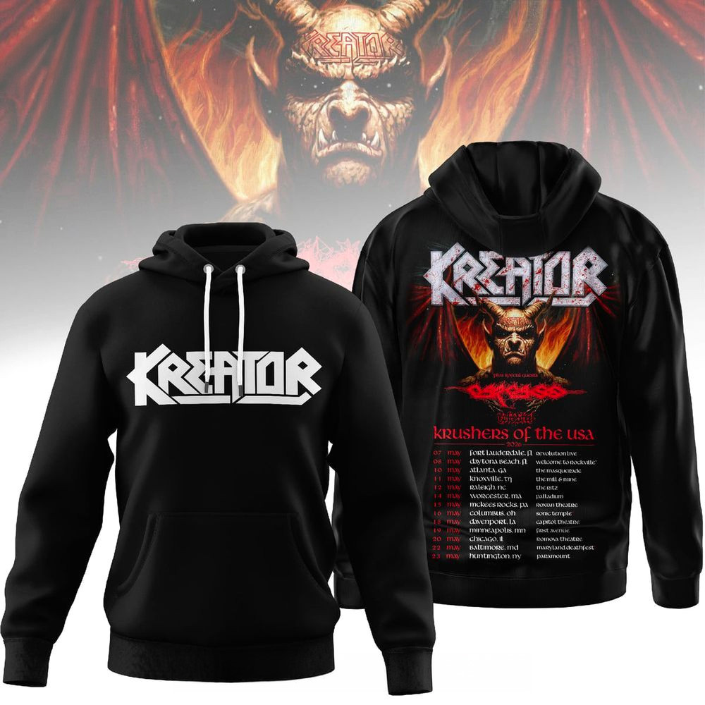 Kreator Krushers Of The USA 2026 Hoodie Kreator Merch Gifts For Band Fans