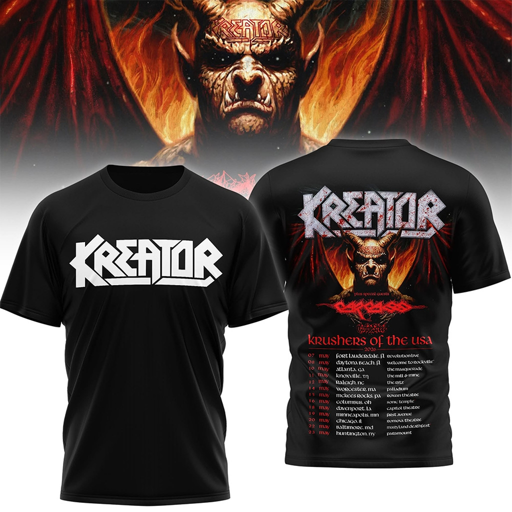 Kreator Krushers Of The USA Tour Shirt Thrash Metal Band T-Shirt Kreator Krushers Merch