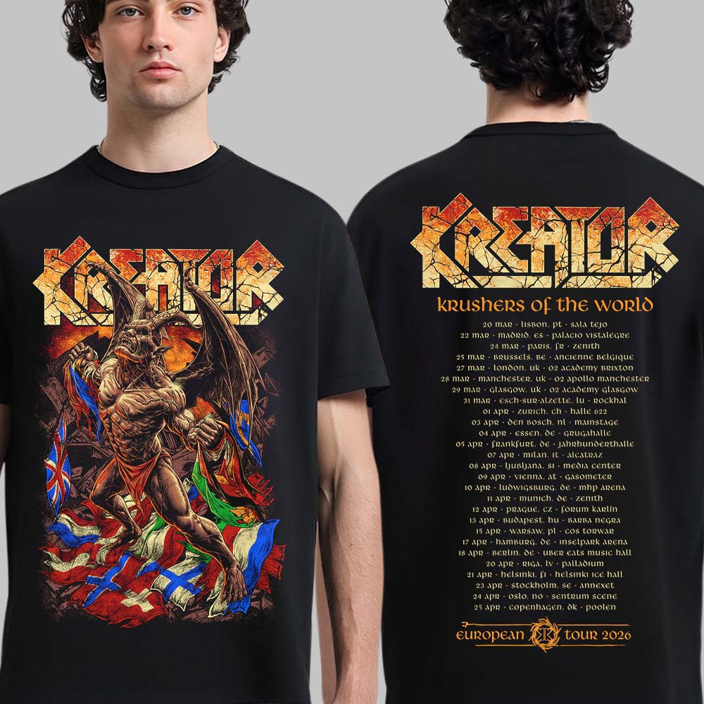 Kreator Krushers Of The World European Tour 2026 Merch Demon T-Shirt Kreator Fan Apparel