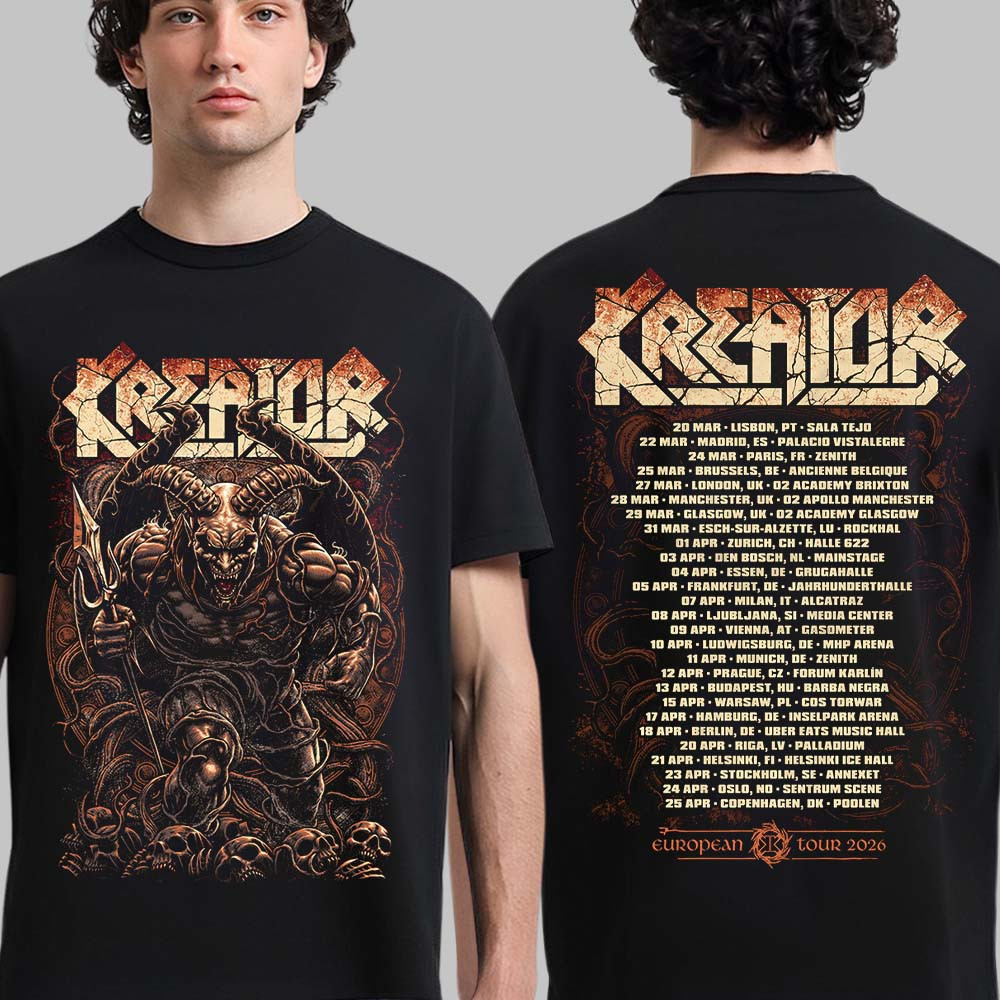 Kreator Krushers Of The World European Tour 2026 Merch Skulls T-Shirt Kreator Music Fan Shirt