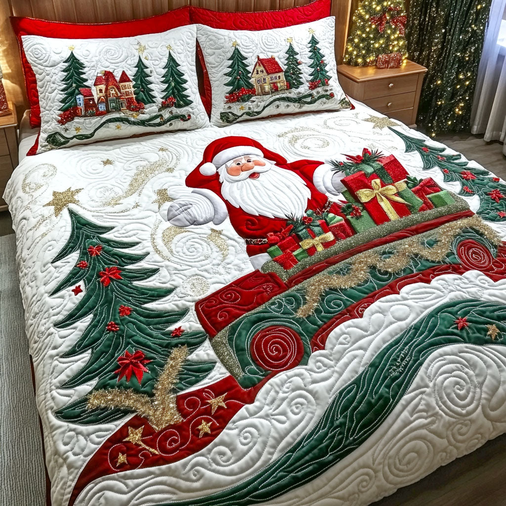 Kris Kringle Express Quilted Bedding Set Xmas Duvet Sets Good Gifts For Christmas