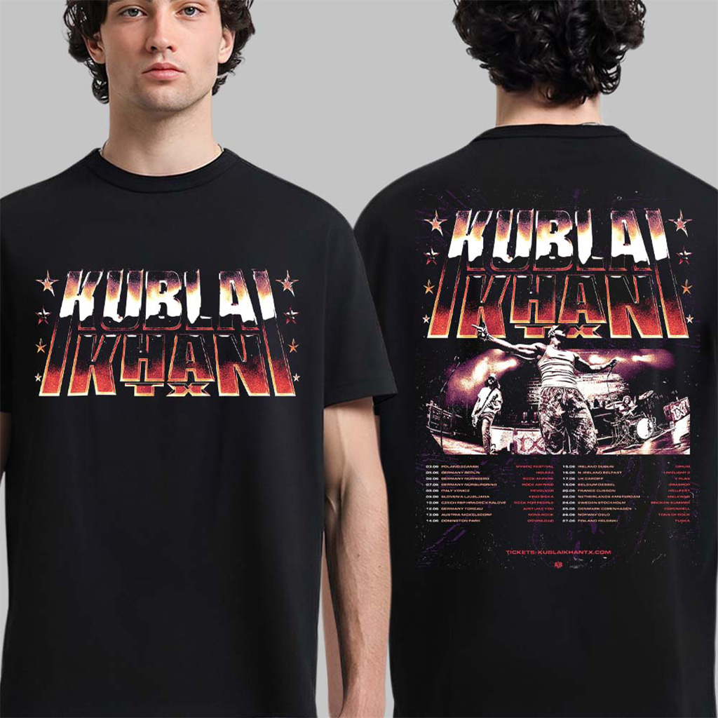 Kublai Khan TX EU And UK Summer 2026 Tour Schedule Dates Two Sided T-Shirt Kublai Khan Merch