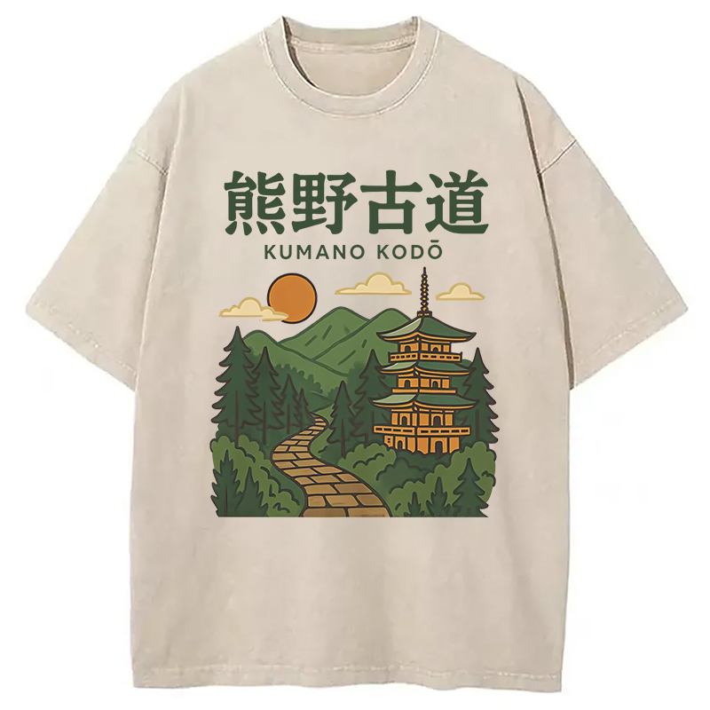 Kumano Kodo Japan Trail Washed T-Shirt Unisex Streetwear Graphic Style Gifts For Friends