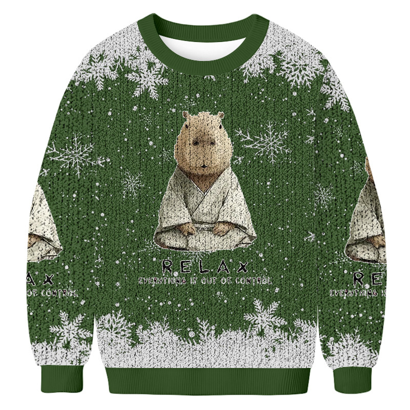 Kung Fu Capybara Fun Christmas Ugly Sweater Funny Xmas Sweater Capybara Lover Gifts