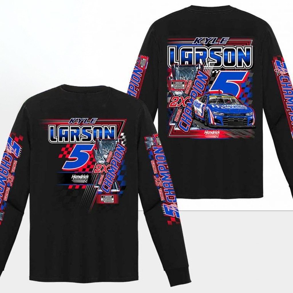 Kyle Larson 2025 Two Time NASCAR Cup Series Champions Long Sleeve T-Shirt Kyle Larson Merch