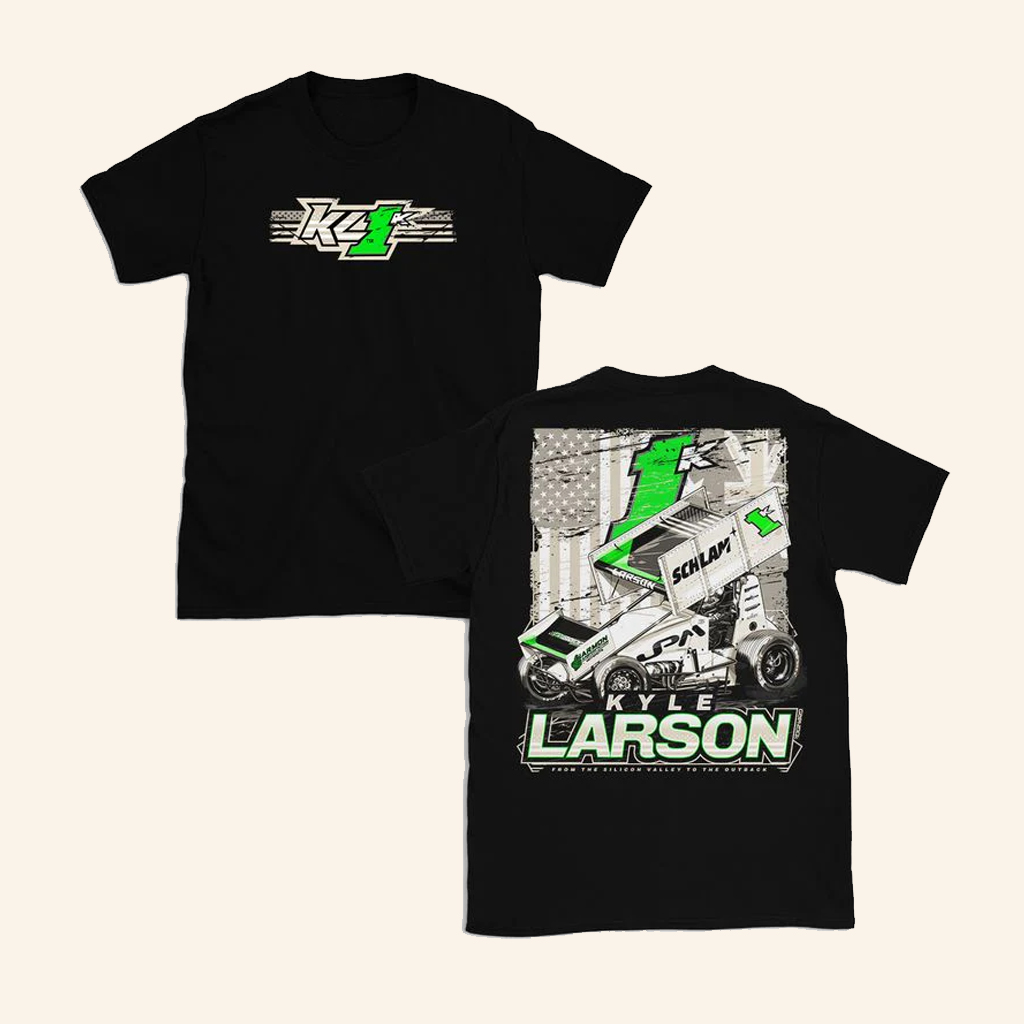 Kyle Larson Merch 2025 Australian Tour 1K Design T-Shirt Black NASCAR Fans Gifts