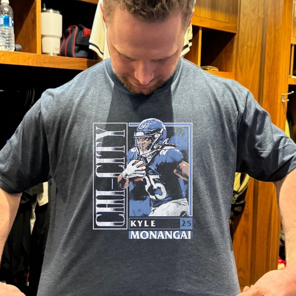Kyle Monangai 25 Chicago Football Card Style Graphic Vintage Shirt Bears Apparel Fans Gifts