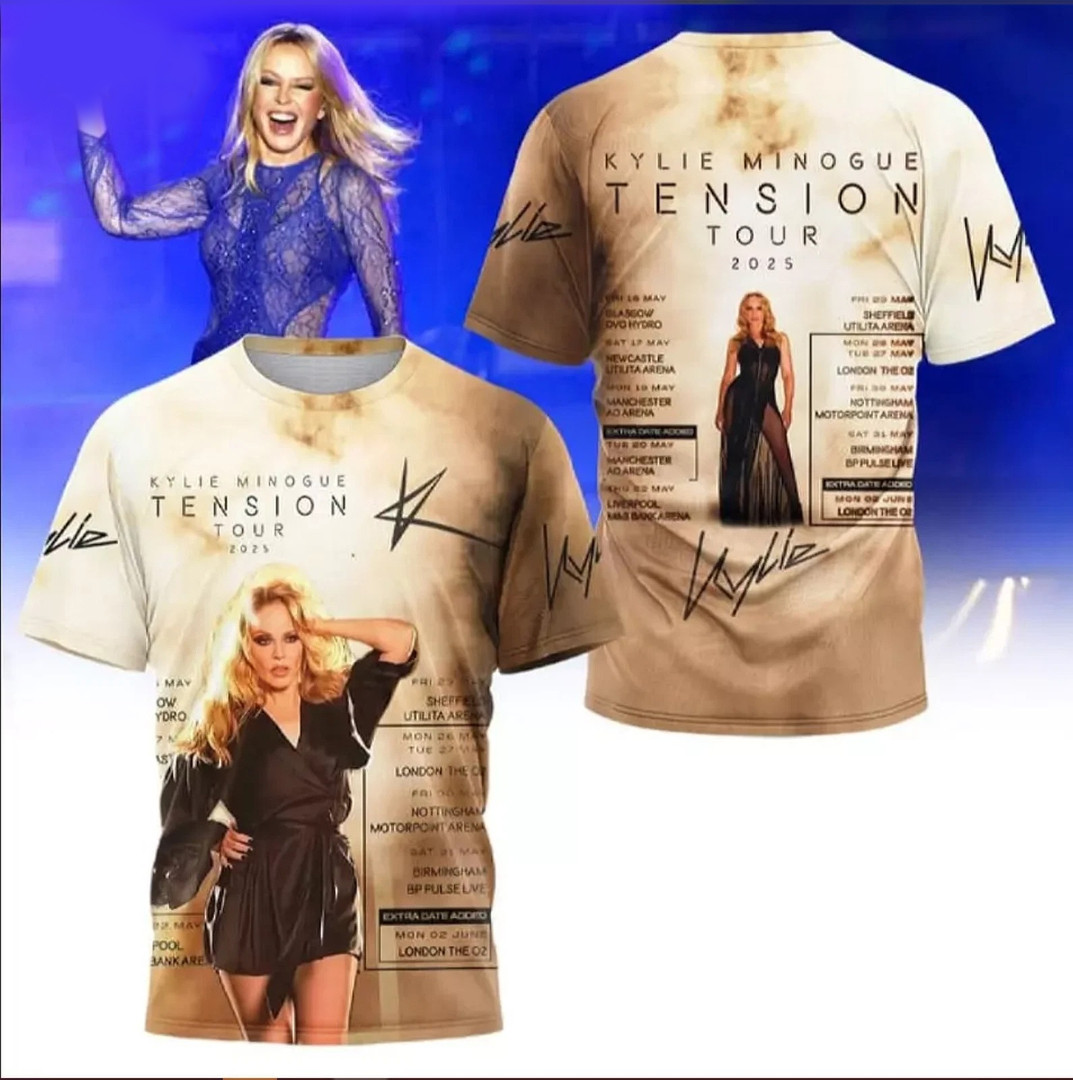 Kylie Minogue Tension Tour 2024 3D T-shirt Gifts For Music Lovers