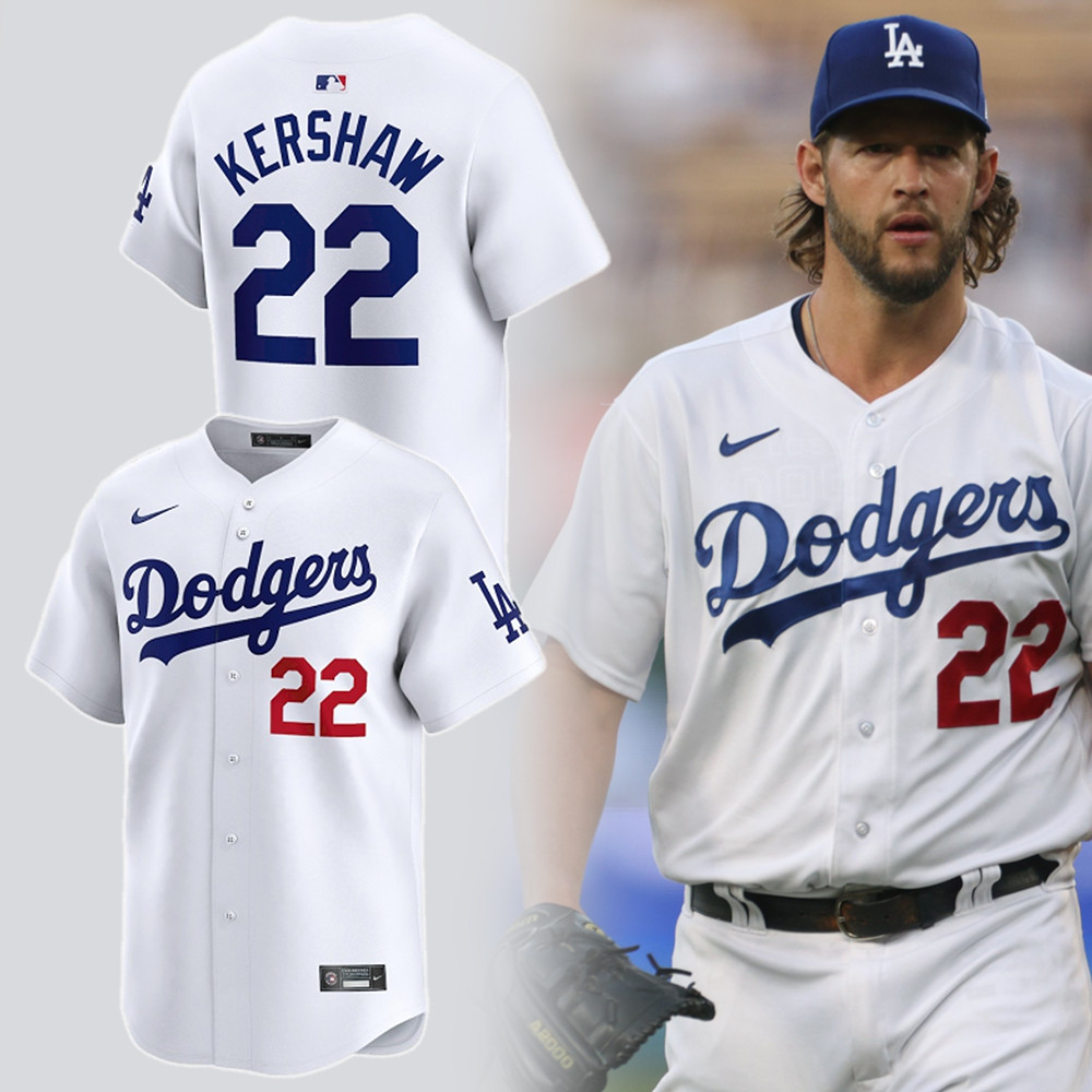LA Clayton Kershaw White Home Player Jersey Baseball Mom Gifts
