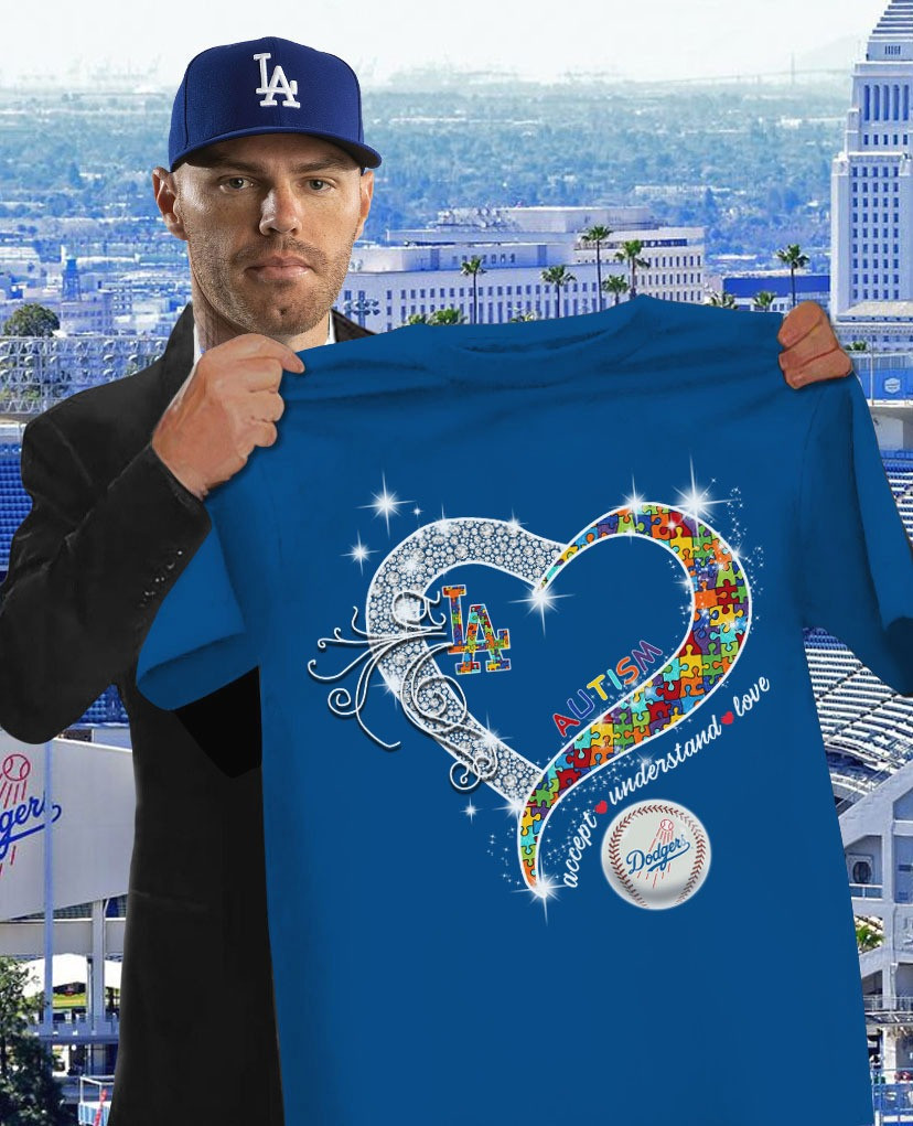 LA Dodgers Autism Awareness T-Shirt Accept Understand Support Autism Month Apparel
