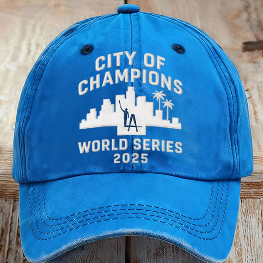 LA Dodgers Back To Back Champions Hat Embroidered City Of Champions World Series 2025 Hat LA Dodgers Back To Back Champions Hat Embroidered City Of Champions World Series 2025 Hat